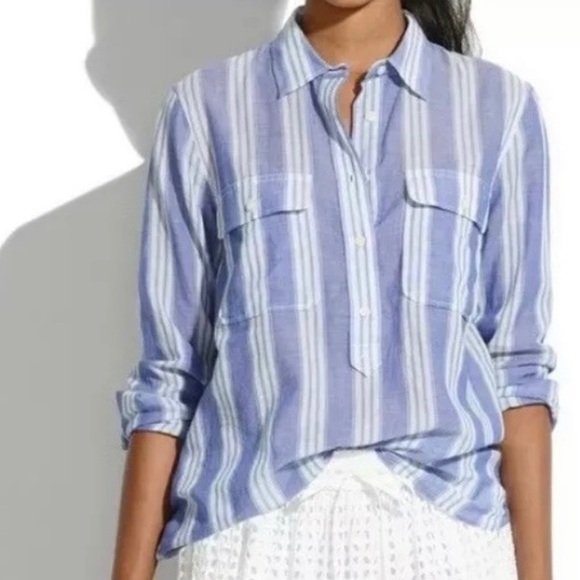 Madewell Tops - Madewell Market Popover Blue & White Stripe Tunic